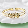 Brass Micro Pave Cubic Zirconia Cuff Bangles for Women BJEW-U025-09G-2