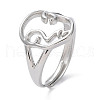 Non-Tarnish 304 Stainless Steel Hollow Abstract Face Adjustable Rings RJEW-D006-25P-1