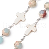 Gemstone Jesus Cross Pendant Rosary Bead Necklaces for Women NJEW-TA00177-5