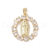 Brass Cubic Zirconia Pendants KK-Z050-18G-01-1