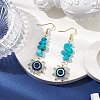 Evil Eye Synthetic Turquoise Chip & Seed Beads Dangle Earrings EJEW-MZ00166-05-2
