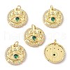 Brass Clear and Green Cubic Zirconia  Pendants ZIRC-C024-30G-2