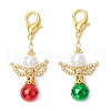 2Pcs 2 Colors Angel Brass Bell Pendants Decorations HJEW-MZ00244-2