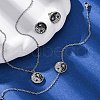 Yin-yang 304 Stainless Steel Rhinestone Pendant Necklaces & Bracelets & Stud Earrings Sets for Women SJEW-C004-17P-3