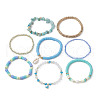 8Pcs 8 Style Natural Malaysia Jade & Pearl & Synthetic Hematite Beaded Stretch Bracelets Set BJEW-JB09733-4
