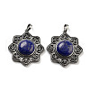 Dyed Natural Lapis Lazuli & Brass Pendants G-K338-09AS-09-1