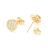 Clear Cubic Zirconia Flat Round Stud Earrings EJEW-P196-06G-2