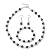 Glass Pearl Beads Necklace & Bracelet & Dangle Earring Sets for Women SJEW-JS01322-2