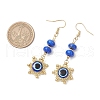 Evil Eye with Sun Resin Glass Seed Beads Dangle Earrings EJEW-MZ00421-3