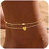 Oval Heart Brass Link Chain Double Layer Anklets for Women FS-WG032DF-09-1
