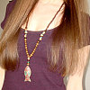 Alloy Enamel Colorful Fish Pendant Long Necklaces FS-WG9FE3F-01-3