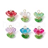 Glass Flowers Pendants PALLOY-MZ00630-1