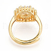 Brass Micro Pave Clear Cubic Zirconia Cuff Rings for Women KK-T074-18G-3