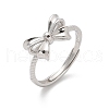 925 Sterling Silver Bowknot Adjustable Rings for Women RJEW-R008-02S-03-4