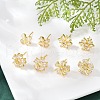 Flower Brass Micro Pave Clear Cubic Zirconia Stud Earrings EJEW-U064-03G-1