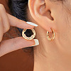 Brass Clear Cubic Zirconia Star Hoop Earrings KD9843-2-1