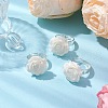 Glitter Powder Rose Resin Finger Rings RJEW-JR00731-04-2