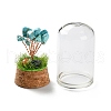 Syntheticl Crackle Turquoise Chips Money Tree in Dome Glass Bell Jars with Wood Base Display Decorations DJEW-K030-02G-3