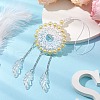 Acrylic Woven Net/Web with Feather Pendant Decorations HJEW-JM02352-01-4