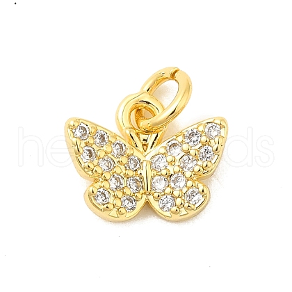 Butterfly Rack Plating Brass Micro Pave Cubic Zirconia Pendants Charms KK-S396-08A-1