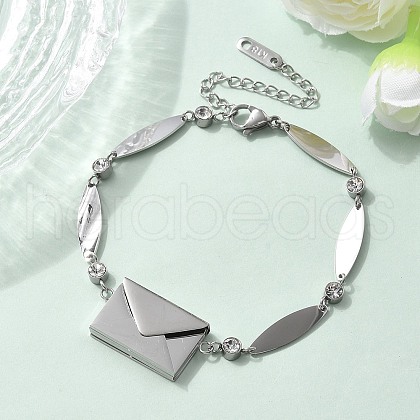 304 Stainless Steel Oval Link Bracelets BJEW-U030-01P-1