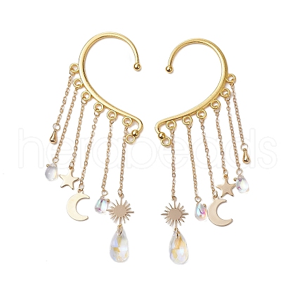 Teardrop Glass Beaded Dangle Earrings EJEW-TA00524-1
