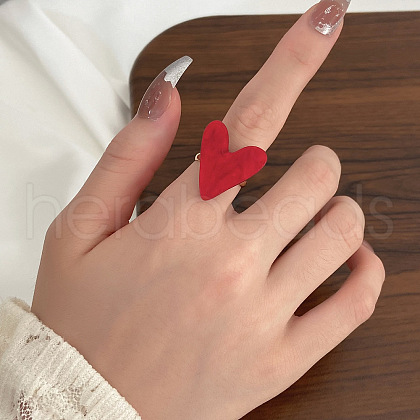 Heart Brass with Acrylic Finger Rings for Women FS-WG6A11D-01-1