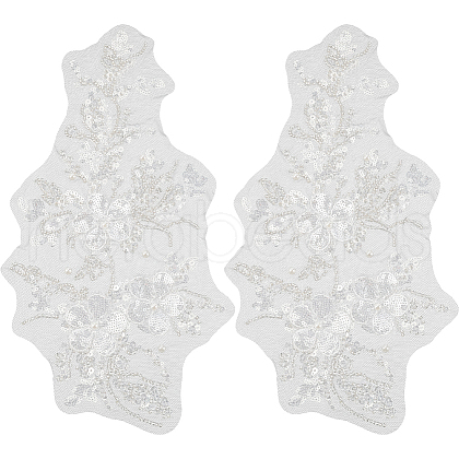 Flower Gauze & Sequin Embroidery Ornament Accessories DIY-WH0430-464B-1