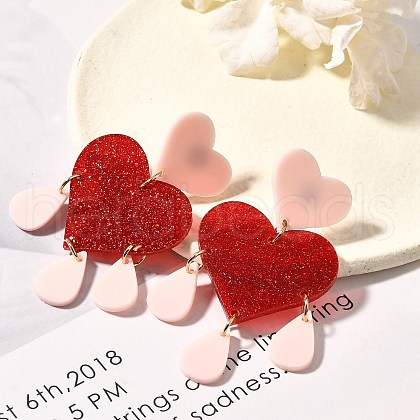 304 Stainless Steel Dangle Stud Earrings EJEW-M074-02G-1