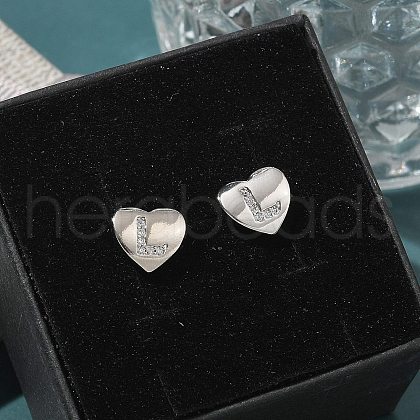 Rack Plating Brass Micro Pave Clear Cubic Zirconia Stud Earrings EJEW-K299-01P-L-1
