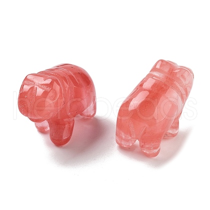 Cherry Quartz Glass Carved Figurines DJEW-L023-F08-1