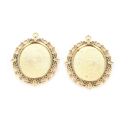 Tibetan Style Oval Pendant Cabochon Settings TIBE-473-AG-NR-1