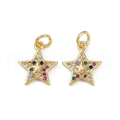 Brass Micro Pave Cubic Zirconia Pendants KK-C093-26A-G-1