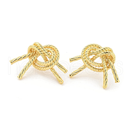 Knot Shape Rack Plating Brass Stud Earrings EJEW-K263-08G-1