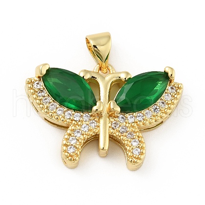 Brass Micro Pave Cubic Zirconia Pendants KK-B059-34G-C-1