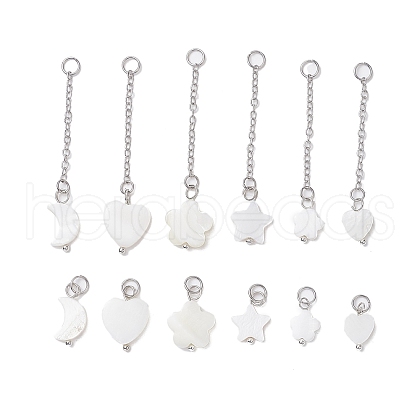 12Pcs 12 Styles Natural Freshwater Shell Big Pendants Set PALLOY-JF02079-1