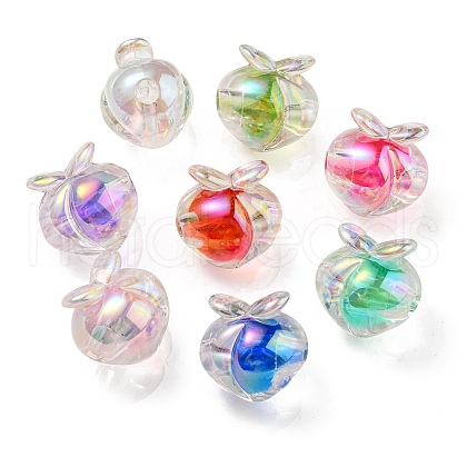 UV Plating Rainbow Iridescent Acrylic Beads OACR-F004-02-1