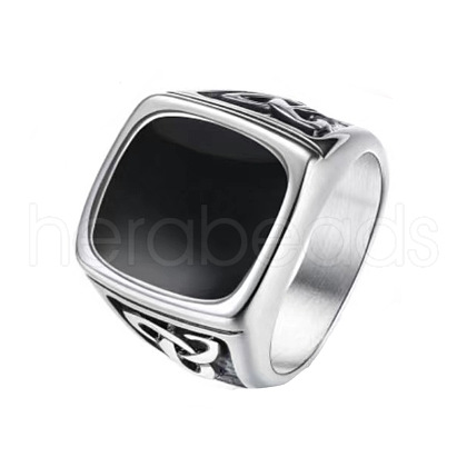 316 Titanium Steel Finger Ring with Enamel for Men PW-WG56139-15-1