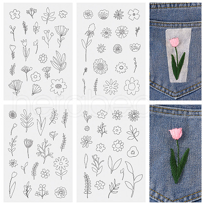 80 Patterns Non-woven Fabrics Water-soluble Embroidery Aid Drawing Sketch DIY-TAC0100-001-1