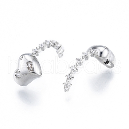 Brass Micro Pave Clear Cubic Zirconia Pendants KK-C006-17P-1