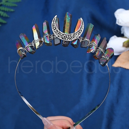 Eletroplated Quartz Crystal Hair Bands PW-WGA9730-08-1