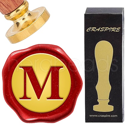 Brass Wax Seal Stamp with Wood Handle AJEW-WH0412-0268-1