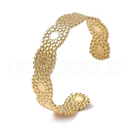 Ion Plating(IP) 304 Stainless Steel Cuff Bangles for Women BJEW-Z078-18G-1