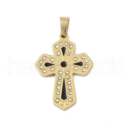 Ion Plating(IP) 304 Stainless Steel Enamel Rhinestone Pendants STAS-Q325-05G-G-1