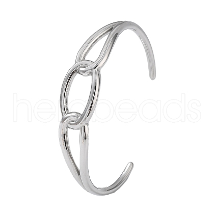 304 Stainless Steel Cuff Bangles for Women BJEW-Z078-16P-1