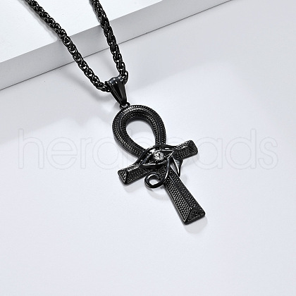 Eye of Horus Ankh Cross 304 Stainless Steel Pendant Wheat Chain Necklaces FS-WGA516E-02-1