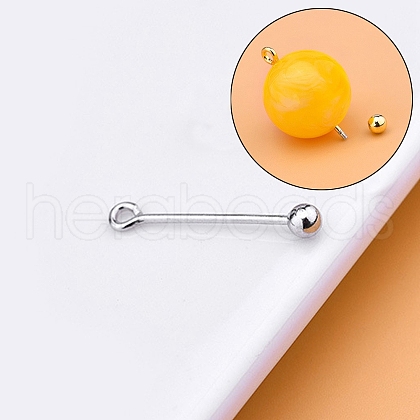 Anti-Tarnish Rhodium Plated 925 Sterling Silver Screw On Eye Ball Pins STER-L044-02B-P-1