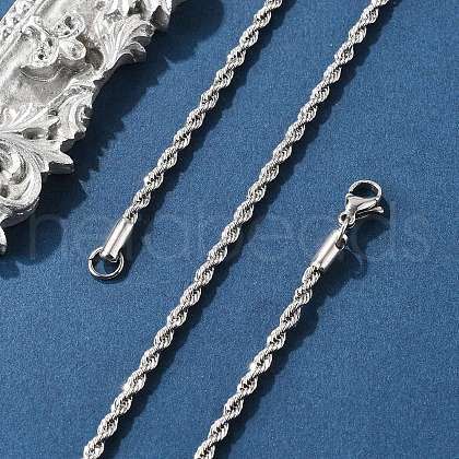 Tarnish Resistant 304 Stainless Steel Rope Chain Necklaces NJEW-E026-09P-1