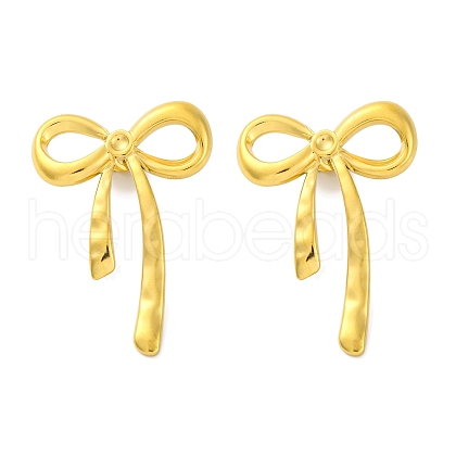 Ion Plating(IP) 304 Stainless Steel Bowknot Stud Earrings EJEW-D281-03G-1
