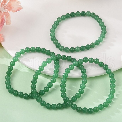 Natural Malaysia Jade(Dyed) Bead Stretch Bracelets BJEW-K212-A-013-1